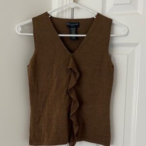Banana Republic Brown V-Neck Ruffle Tank Top